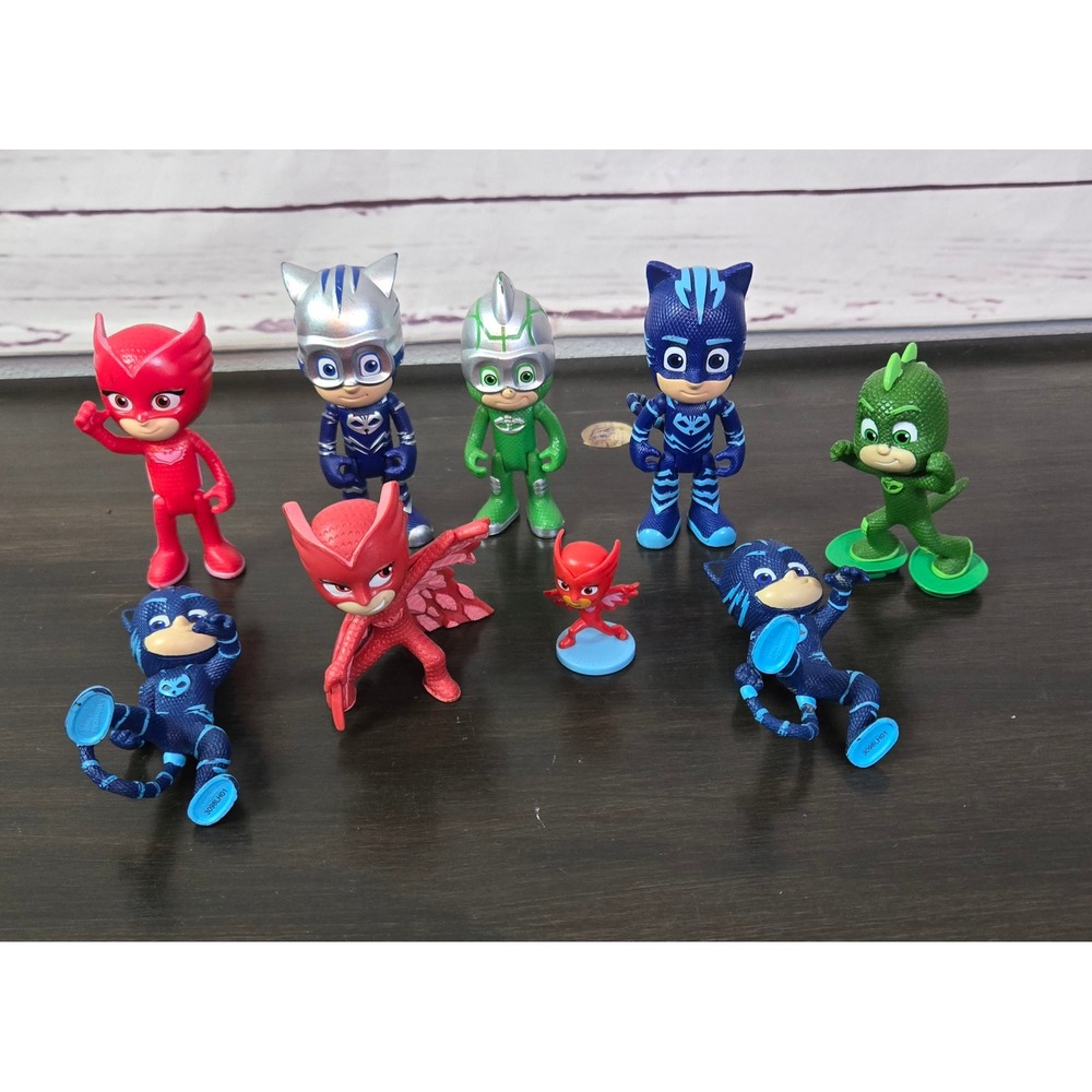 PJ Masks Action Figure Lot Catboy Owlette Gekko 9pc Set Disney Junior Superhero